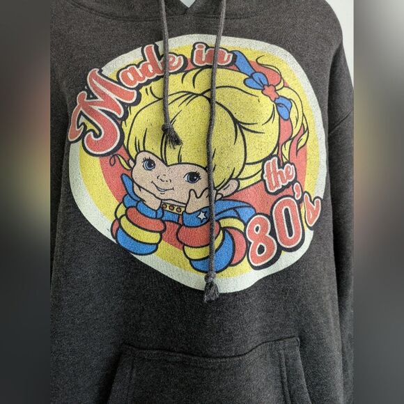Rainbow bright XL Made In The 80's Dark Grey Hooded Sweatshirt - Picture 2 of 5